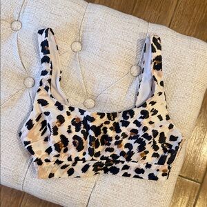 aerie Leopard-Print Cropped Swim Suit Top in Beige, Black & Brown